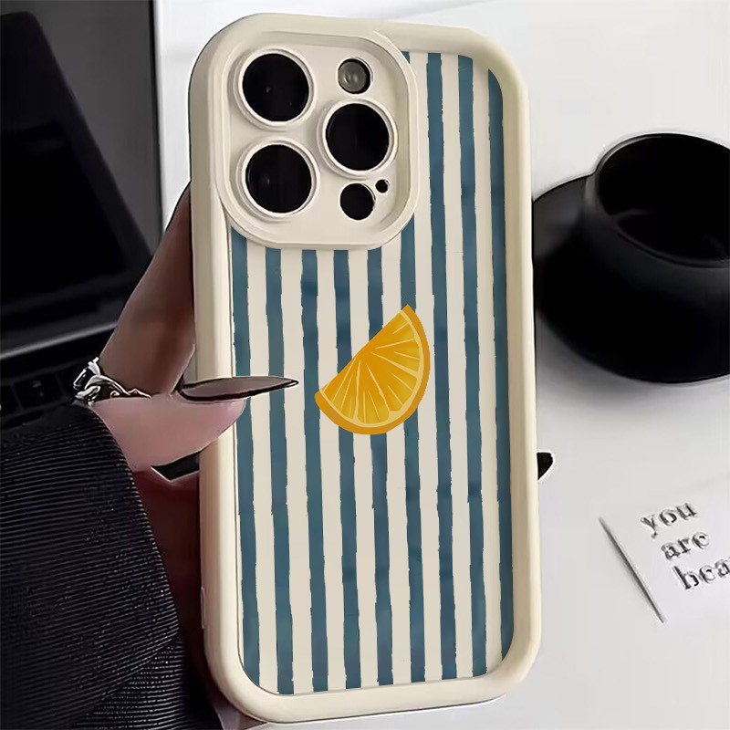 Phone Cases Xiaomi Redmi 12 - Çizgili Limon Dilimi Desenli Telefon Kılıfı