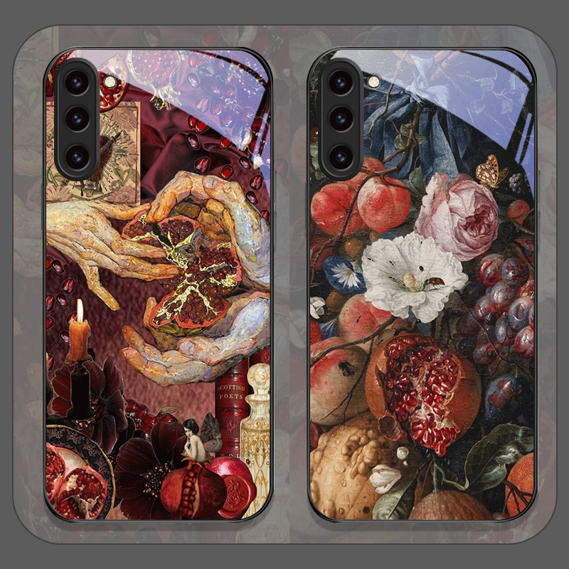 Phone Cases Samsung S25 Fe - Lüks Nar Çiçeği Desenli Temperli Cam