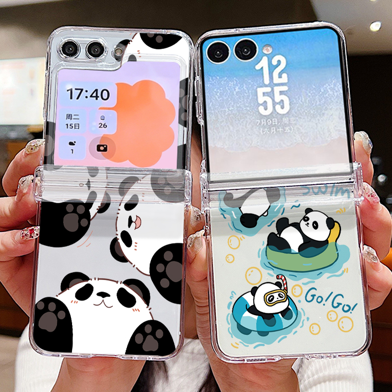 Phone Cases Z Flip 5 - Sevimli Panda Desenli Telefon Kılıfı Samsung