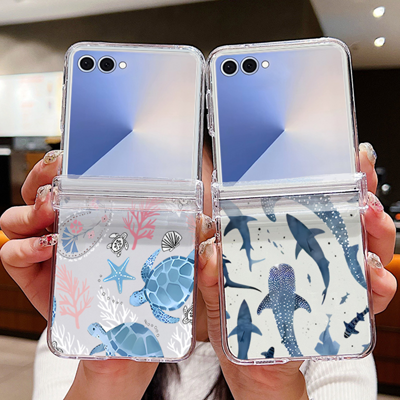 Phone Cases Z Flip 5 - Köpekbalığı Kabukları Desenli Telefon Kılıfı Samsung