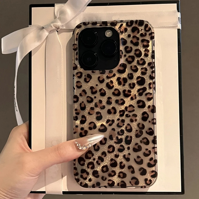 Phone Cases Dior - Sevimli Leopar Desenli Şeffaf Telefon Kılıfı