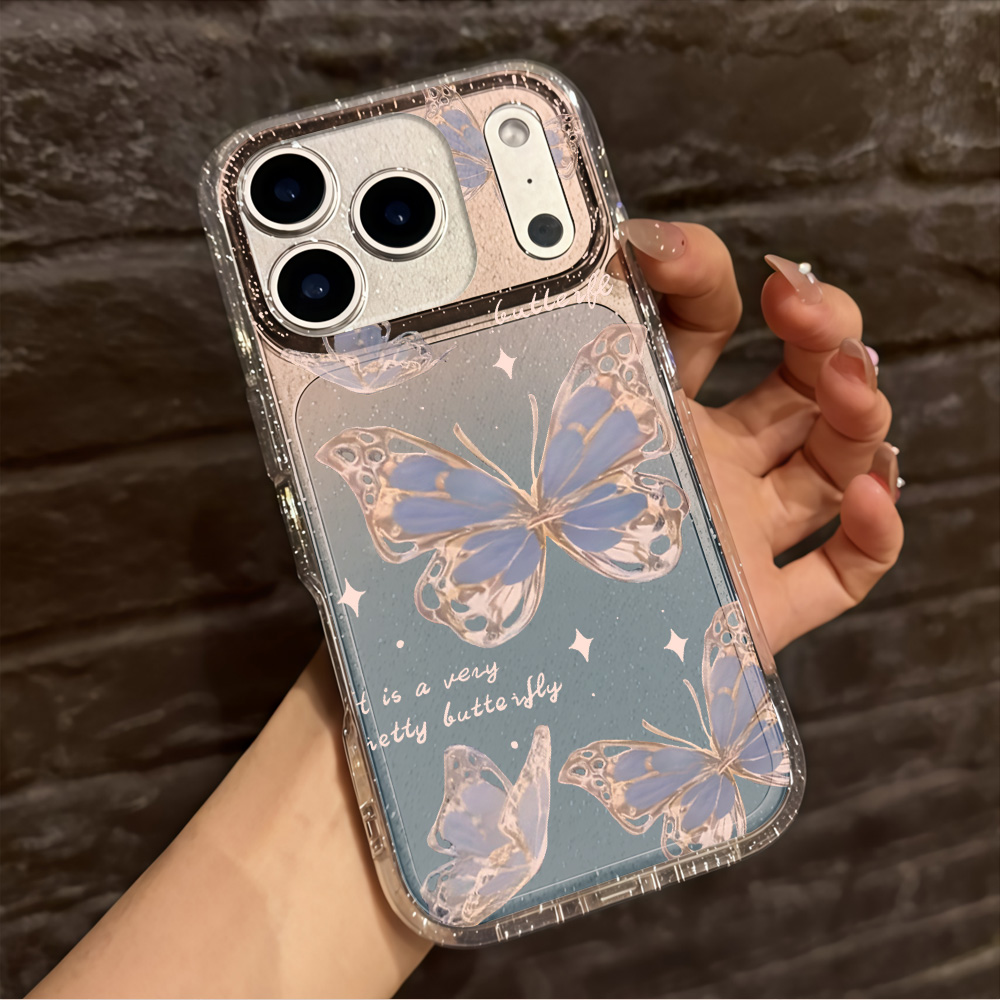 Lüks Mavi Kelebek Şeffaf Simli - Phone Cases Classy incelemesi ve fiyatı