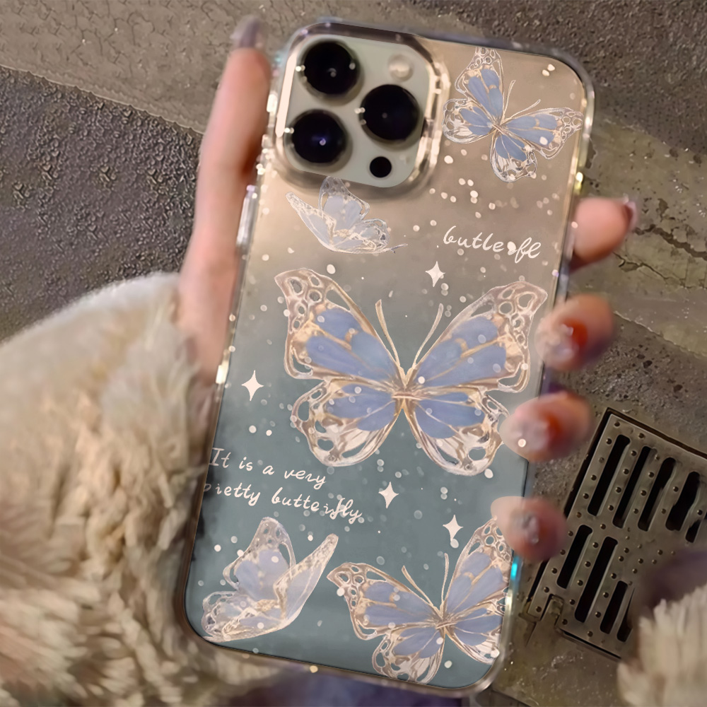 Lüks Mavi Kelebek Şeffaf Simli - Phone Cases Classy incelemesi ve fiyatı