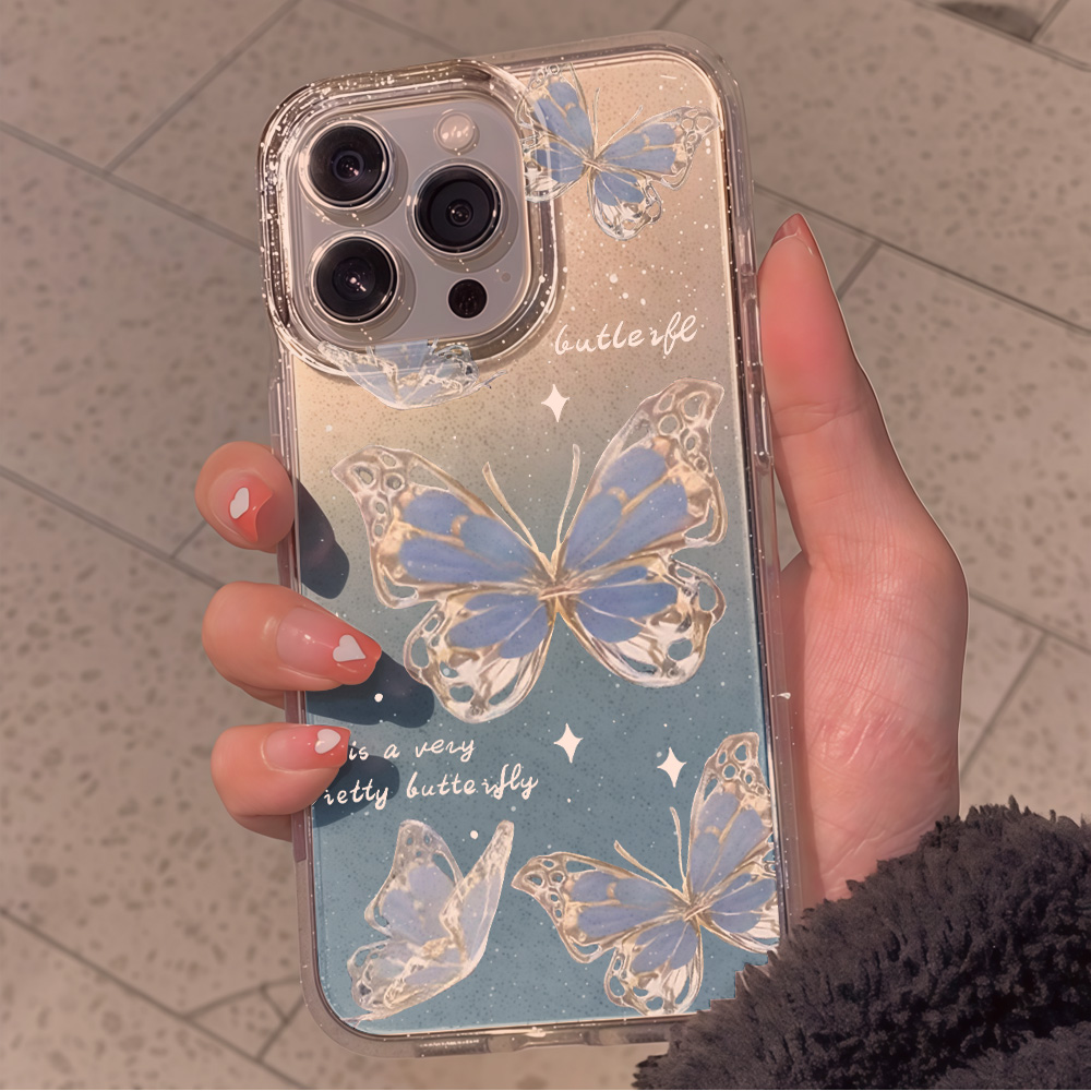 Lüks Mavi Kelebek Şeffaf Simli - Phone Cases Classy incelemesi ve fiyatı
